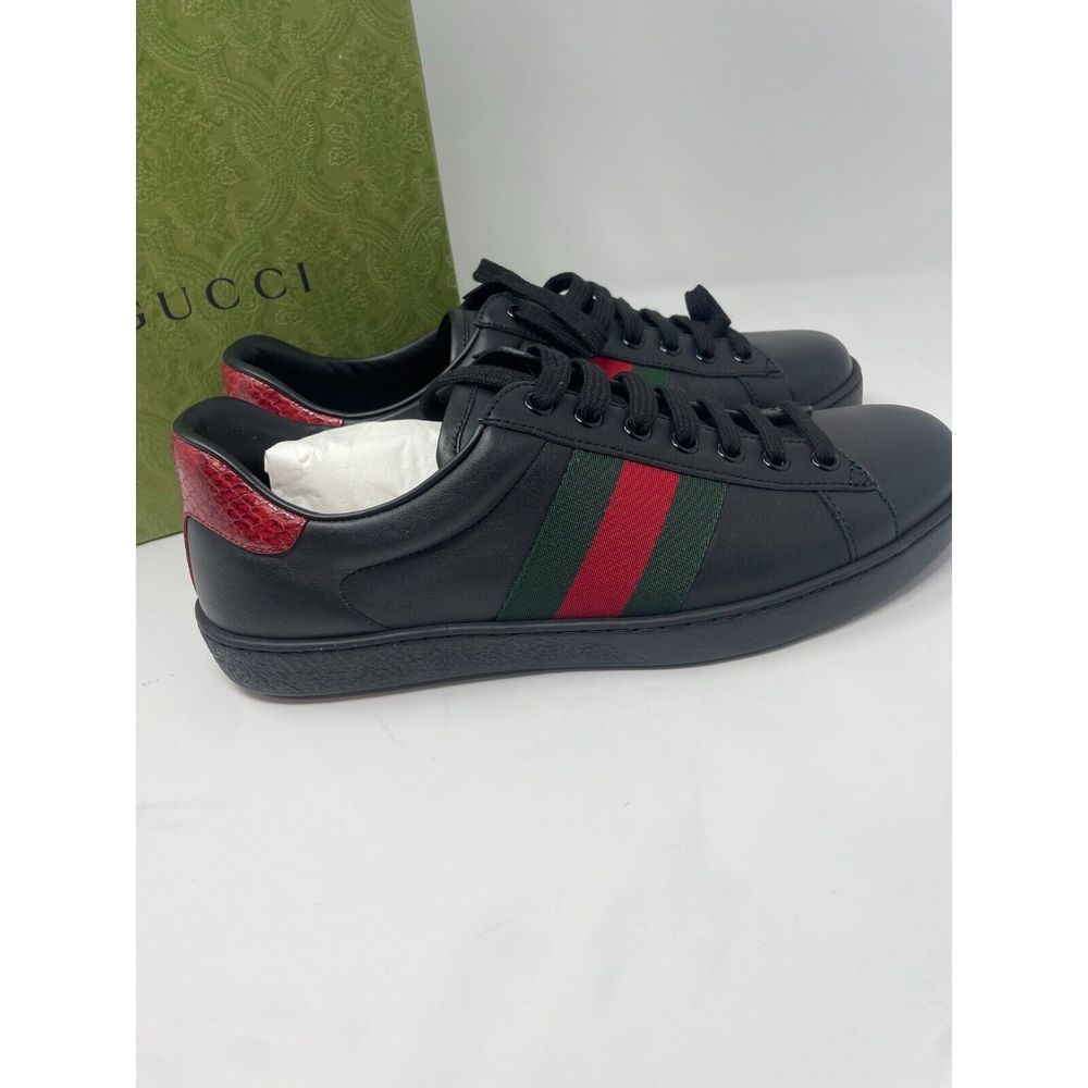 Gucci New Ace Clean Web Stripe Sneaker in Black Red 7 Retail:$750.00 - Picture 5 of 14